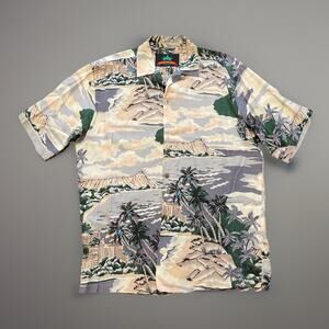 Vtg Pineapple Juice Made In Hawaii Luau Hawaiian Shirt Men's L Missing Buttons